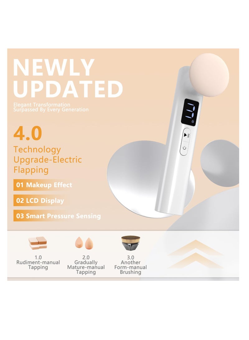 SYOSI Electric Powder Puff, Makeup Sponge Face Powder Puff for Powder Foundation, Concealer, Contour, Makeup Brushes Set with Replaceable Puffs and Intelligent Switches Controller, Gifts for Her (White) - Image 1