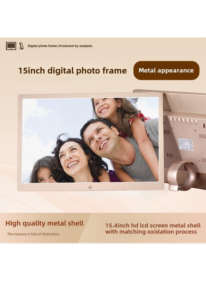 15 Inch Metal Digital Photo Frame LCD Display Loop Play Picture Video Advertising 15.4 Inch Electronic Photo Album-Color:15.4inch / 15inch -champagne Gold  - Image 2