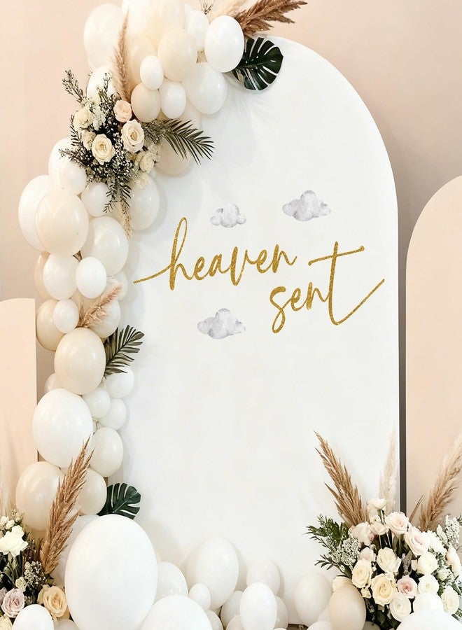 Dvehdbay Heaven Sent Baby Shower Decorations - Heaven Sent Sign for Backdrop Balloons Arch, Gold Heavenly Birthday Party Decorations, Cloud Gender Reveal Decorations, 1st Party Supplies Banner for Girl Boy - Image 1