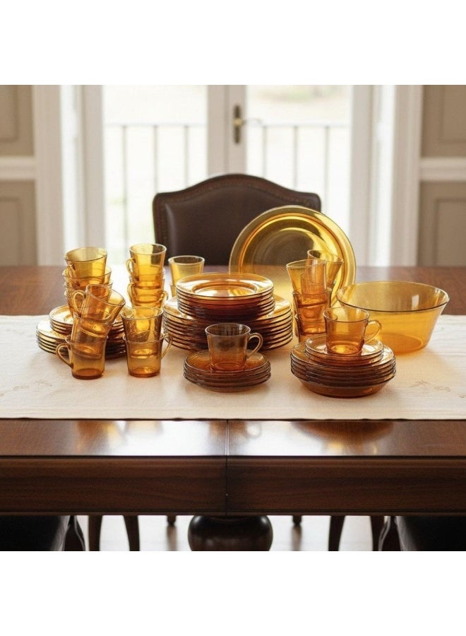 Duralex Luxury French Honey Glass Dinner Set - 44 Pieces - Image 1