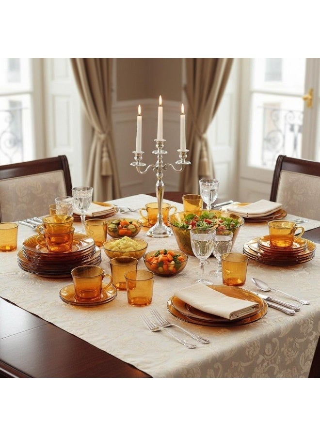 Duralex Luxury French Honey Glass Dinner Set - 44 Pieces - Image 3