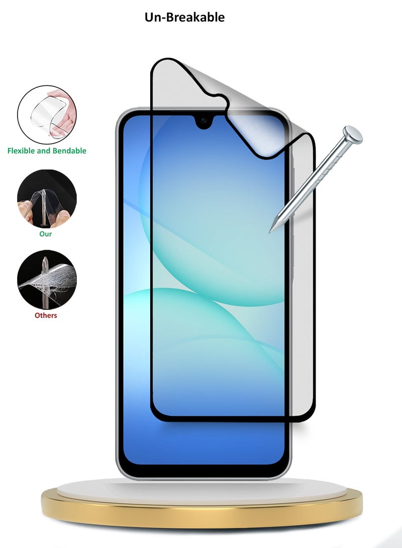 دبليو تيك حماية شاشة مرنة كاملة من السيراميك النانوي Premium لجهاز Samsung Galaxy A17 5G 2025 بغطاء كامل ومادة لاصقة كاملة (MSCNMN) - شفاف/أسود - Image 3