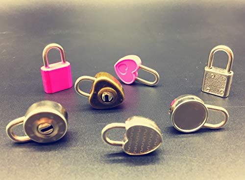 Guaishou Mix Color Style Mini Heart Luggage Locks Padlocks Archaize Lock with Keys Pack of 7pcs - Image 3