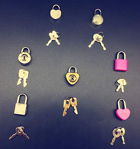 Guaishou Mix Color Style Mini Heart Luggage Locks Padlocks Archaize Lock with Keys Pack of 7pcs - Image 4
