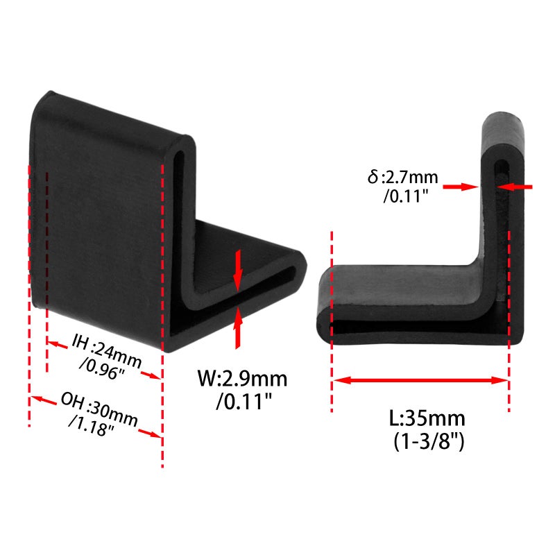 Flyshop Metal Porch Gliders L-Shaped Rubber Angle Iron Foot Pads 4 Pcs 1-3/8"" X 1-3/8"" (35 X 35Mm) - Image 2