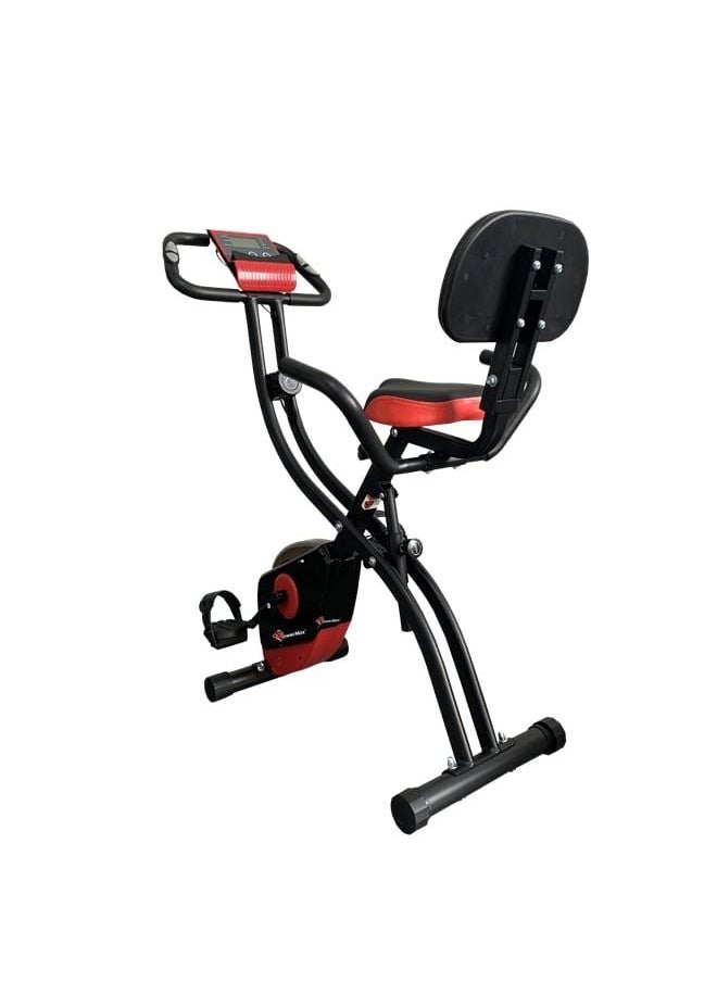 باورماكس فيتنيس دراجة تمرين X ثابتة من PowerMax Fitness® BX-110SX مع مقاومة مغناطيسية بـ 8 مستويات، دراجة ركوب الدراجات في الأماكن المغلقة قابلة للطي مع مساند للظهر والذراع وشاشة LCD للتمرين المنزلي، دراجة جذابة  - Image 1