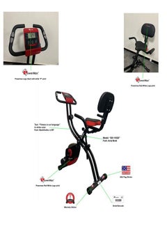 PowerMax Fitness PowerMax Fitness® BX-110SX Stationary Exercise X Bike with 8-levels Magnetic Resistance, Indoor Upright Foldable Cycling Bike with Back and Arm Rests and LCD Monitor for Home Workout attractive bike  - Image 2