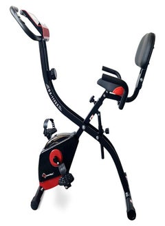 PowerMax Fitness PowerMax Fitness® BX-110SX Stationary Exercise X Bike with 8-levels Magnetic Resistance, Indoor Upright Foldable Cycling Bike with Back and Arm Rests and LCD Monitor for Home Workout attractive bike  - Image 4