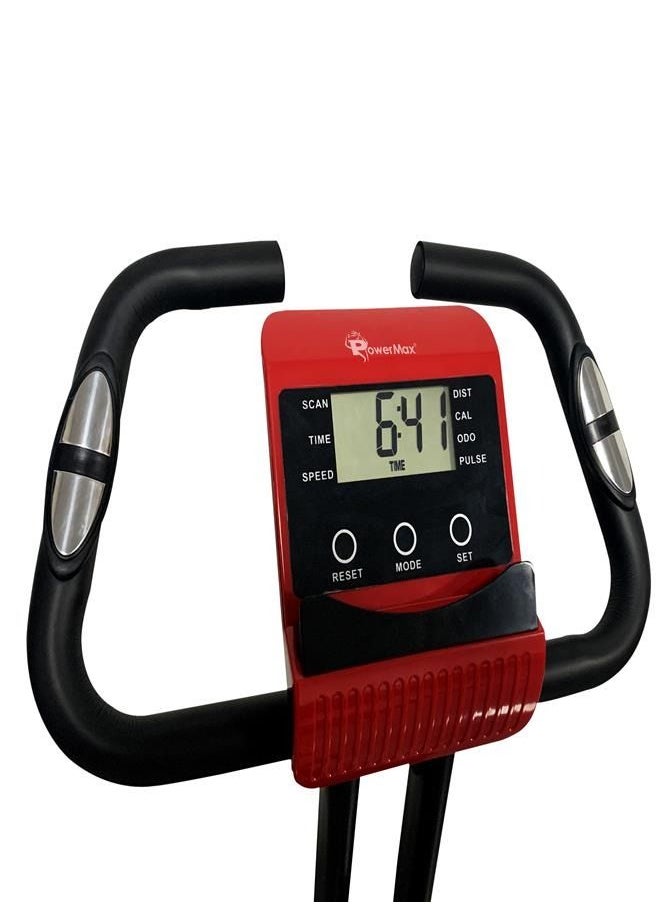 باورماكس فيتنيس دراجة تمرين X ثابتة من PowerMax Fitness® BX-110SX مع مقاومة مغناطيسية بـ 8 مستويات، دراجة ركوب الدراجات في الأماكن المغلقة قابلة للطي مع مساند للظهر والذراع وشاشة LCD للتمرين المنزلي، دراجة جذابة  - Image 3