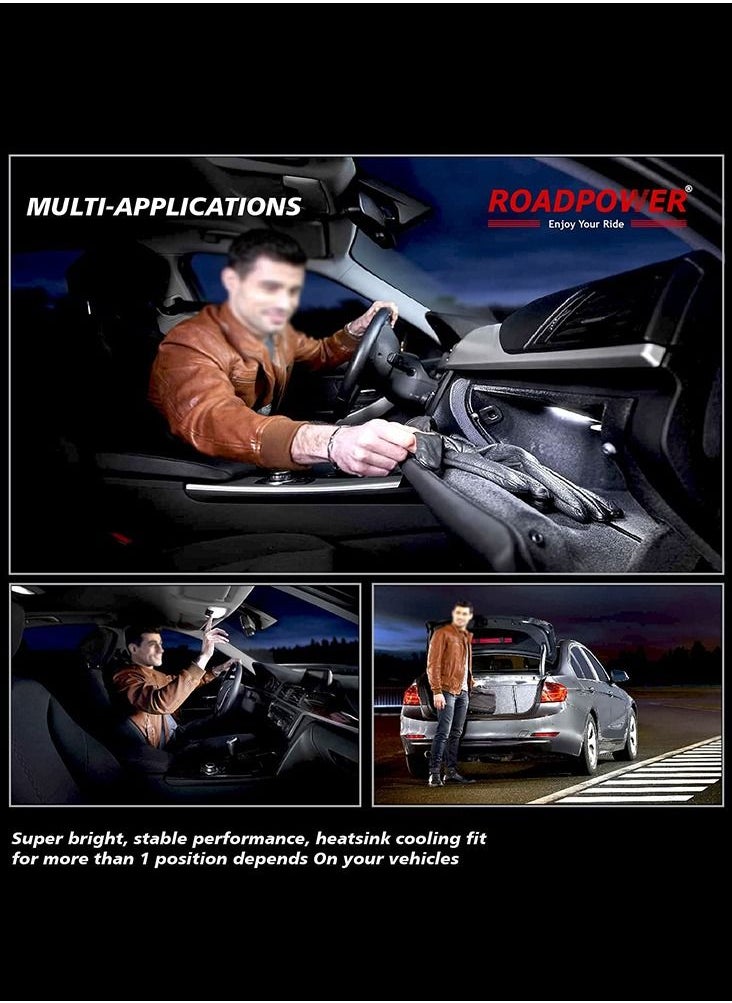RoadPower - T10 LED Bulb, 6000K Extremely Bright Cool White Color, Universal Fit Used for Car Interior, Dome Light, License Plate Light, Parking Light, RP-DIM10-H2, (Pack of 10 Pcs) - Image 1