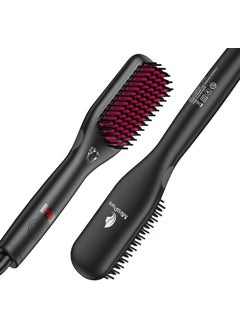 miropure MiroPure Hair Straightener Brush Heated Straightening Brush with Ionic Generator 30s Fast MCH Ceramic Even Heating 11 Temperature Control Professional Straightener Comb for Straightening Black 