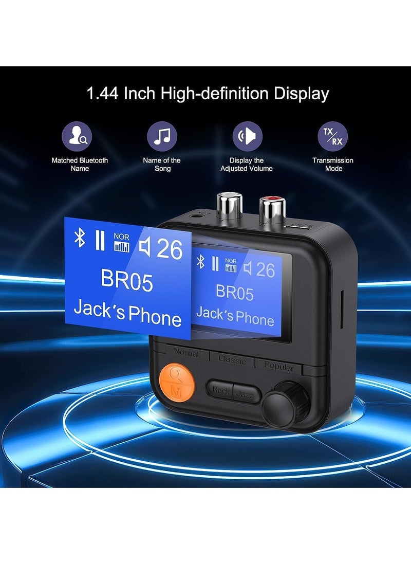 Captaintech Bluetooth 5.2 Transmitter Receiver, HiFi Bluetooth Audio Adapter with Display, Wireless Audio Adapter for Music Streaming Sound System, Headphones, TV, Support TF Card/RCA/3.5mm AUX Output - Image 3