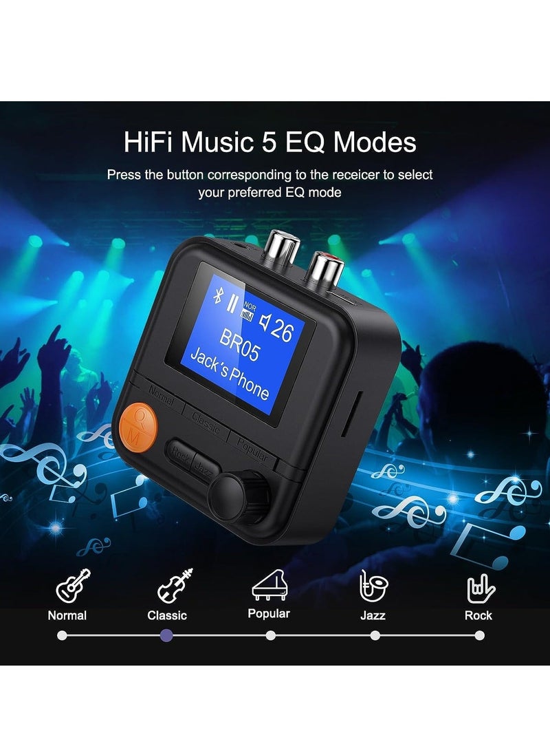 Captaintech Bluetooth 5.2 Transmitter Receiver, HiFi Bluetooth Audio Adapter with Display, Wireless Audio Adapter for Music Streaming Sound System, Headphones, TV, Support TF Card/RCA/3.5mm AUX Output - Image 2