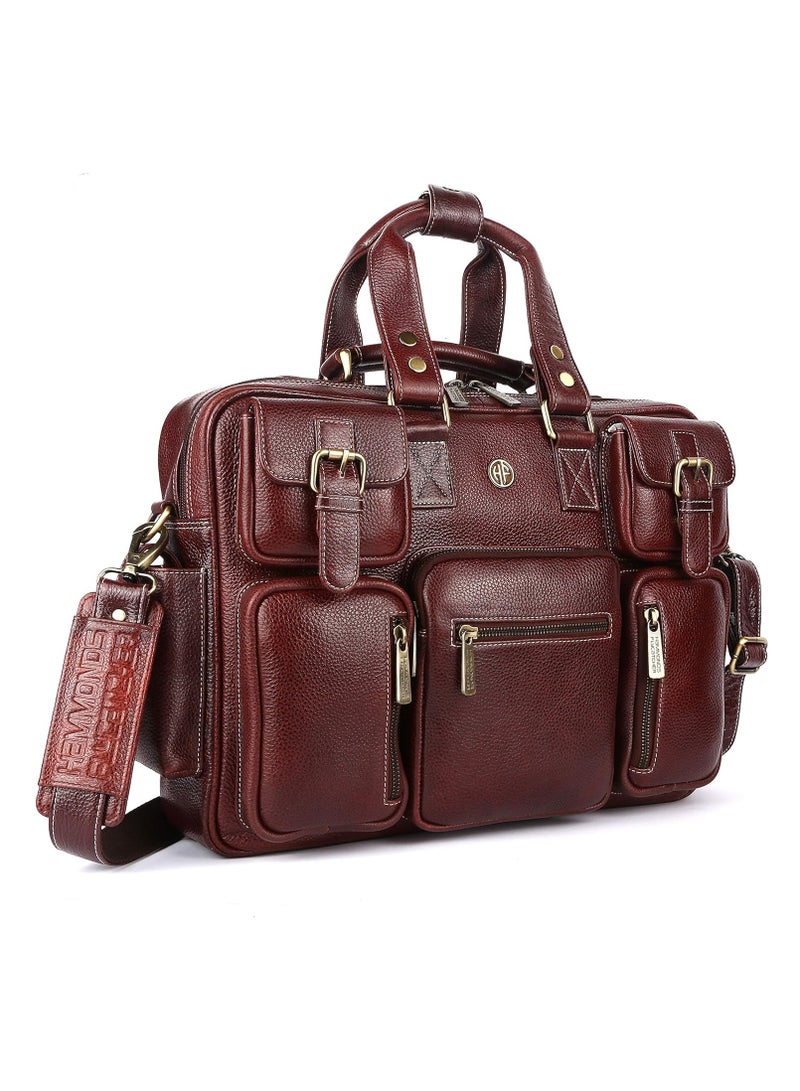  هاموندز فلاي كاتشر حقيبة رسول جلدية بنية مقاس . بوصة للابتوب - Image 1