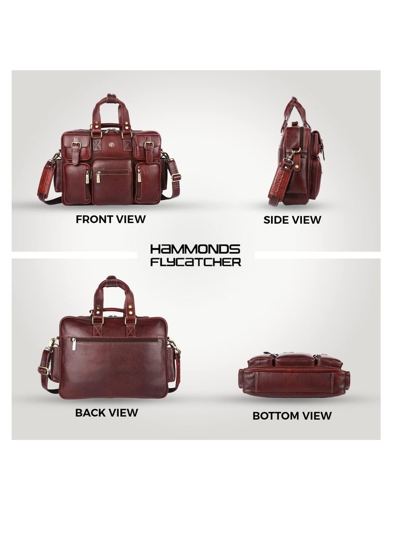  هاموندز فلاي كاتشر حقيبة رسول جلدية بنية مقاس . بوصة للابتوب - Image 2