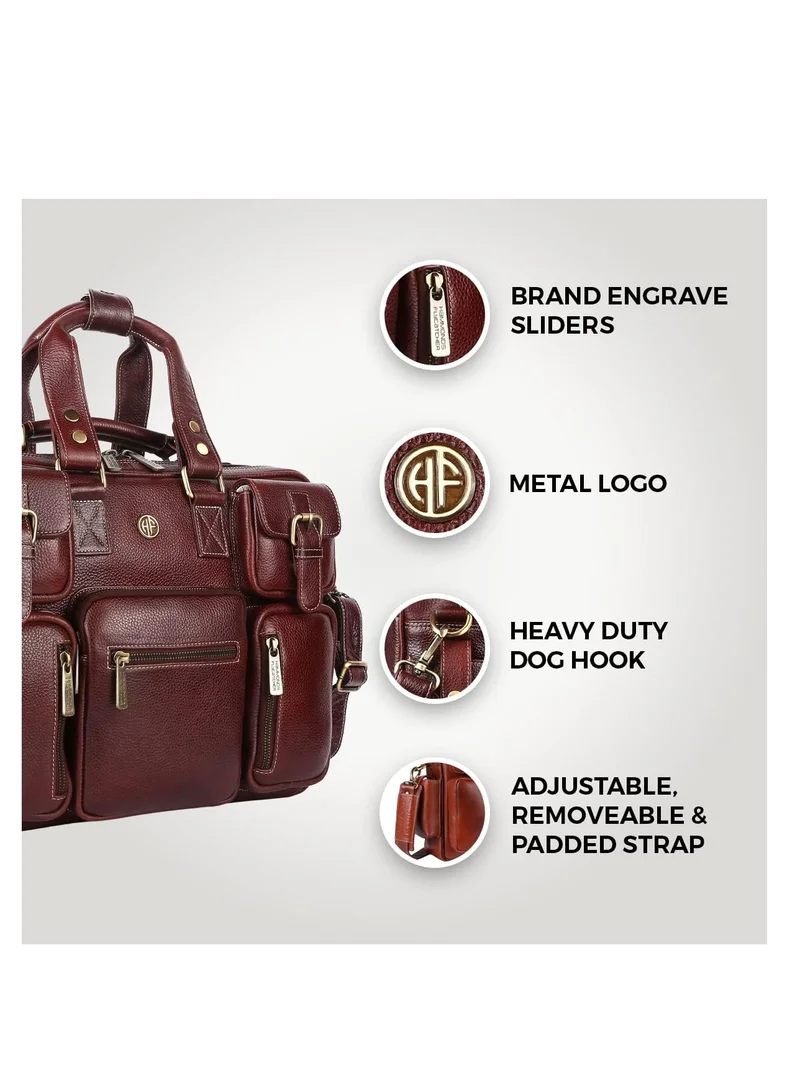 Hammonds Flycatcher  Leather BROWN 15.6 inch Premium Laptop Messenger Bag | QK32  | Best Price UAE