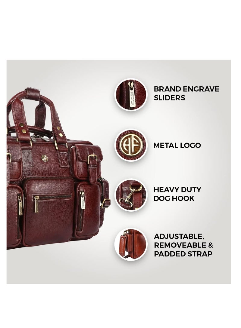  هاموندز فلاي كاتشر حقيبة رسول جلدية بنية مقاس . بوصة للابتوب - Image 3