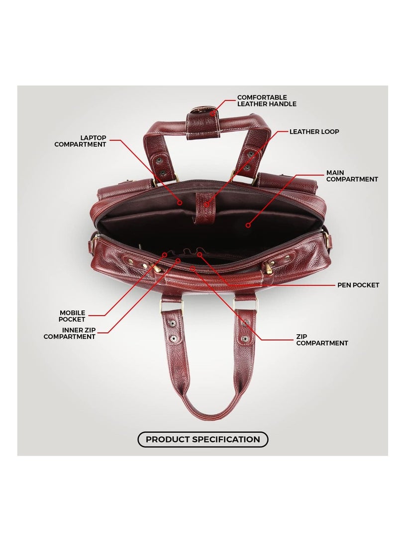  هاموندز فلاي كاتشر حقيبة رسول جلدية بنية مقاس . بوصة للابتوب - Image 4