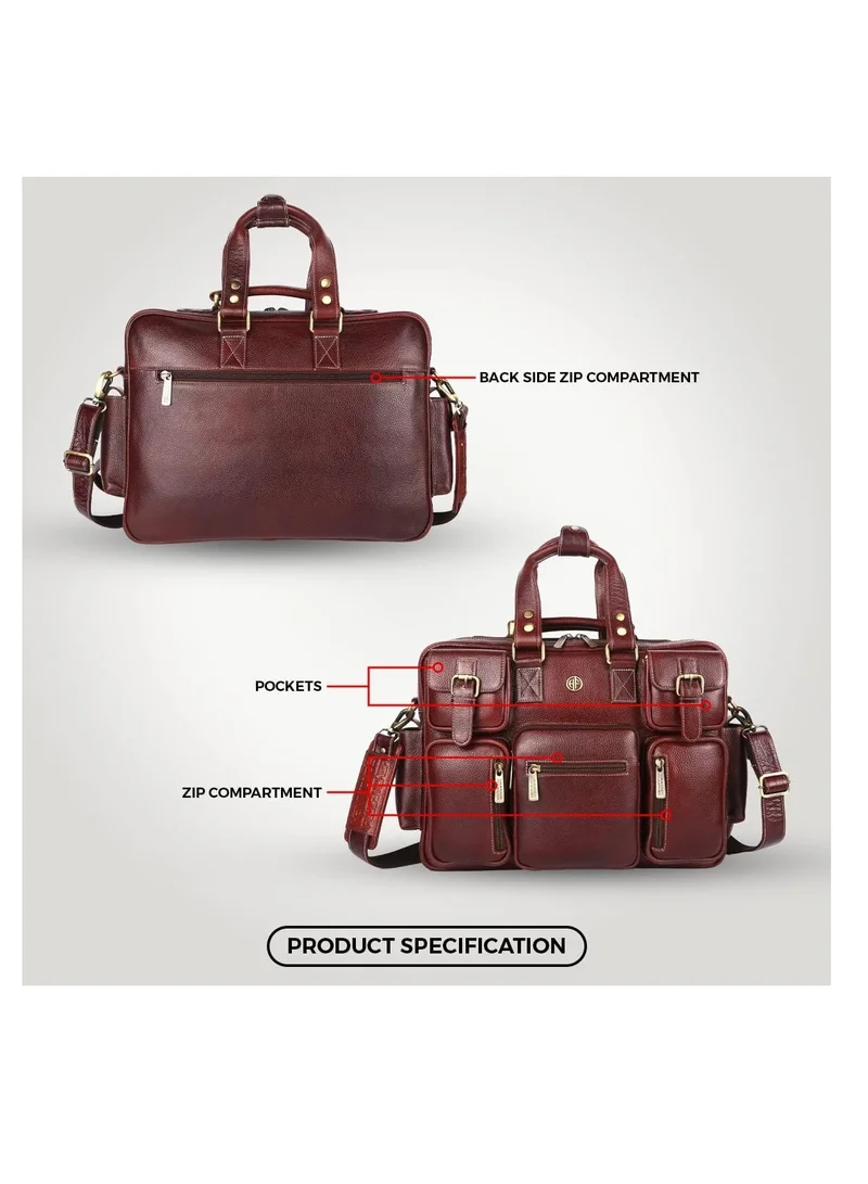 Hammonds Flycatcher  Leather BROWN 15.6 inch Premium Laptop Messenger Bag | QK32  | Best Price UAE