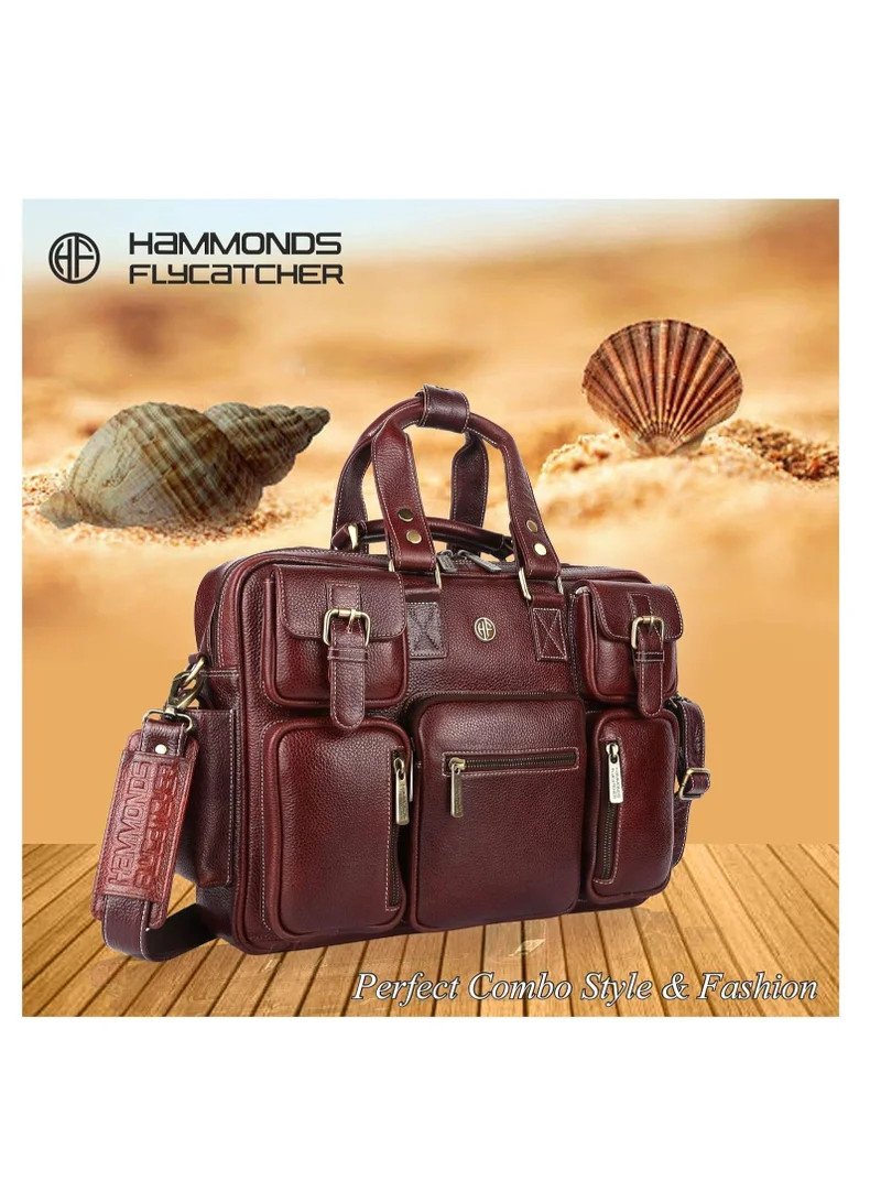 Hammonds Flycatcher  Leather BROWN 15.6 inch Premium Laptop Messenger Bag | QK32  | Best Price UAE