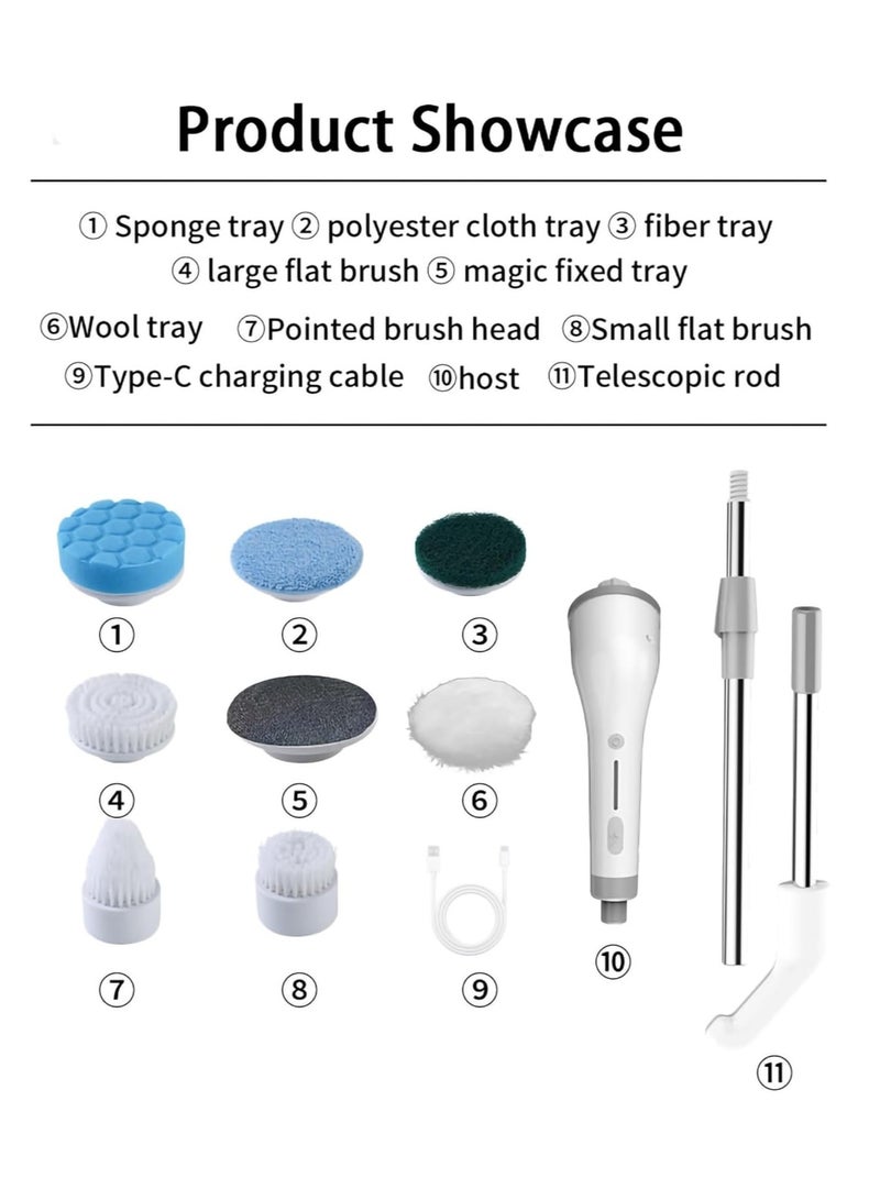 general 8-in-1 Cordless Electric Spin Scrubber, USB Charging Bathroom Wash Brush, Multifunctional Electric Cleaning for Bathroom Shower Bathtub Glass Car (Color : Gray) - Image 2
