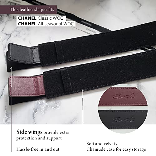 Bonte WOC Shaper with Wings, Italian Leather Base Shaper, Saver and Insert for Wallet on Chain Bags, Full Grain Italian Leather (Black) - Image 4