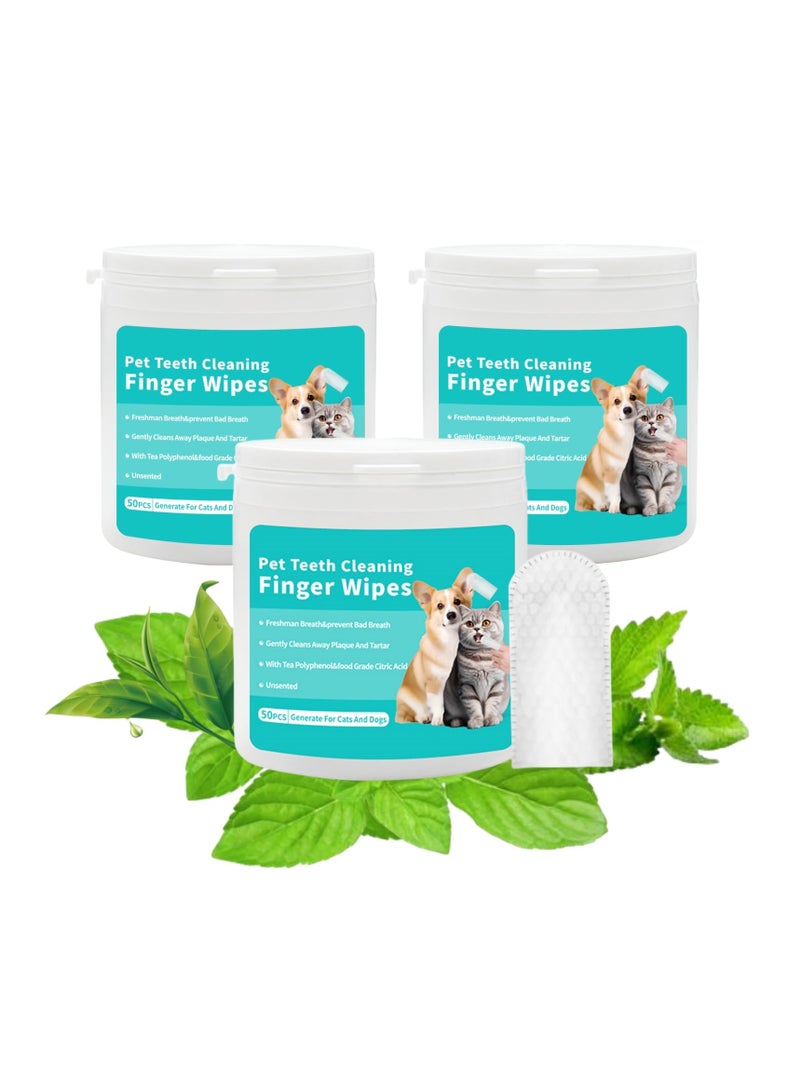 KASTWAVE Pet Teeth Cleaning Finger Wipes for Dogs & Cats, Reduces Plaque & Tartar, Freshens Breath, No Rinse Finger Toothbrush, Comfortable Grooming, Dental and Gum Care for Pet, 3Pcs - Image 1