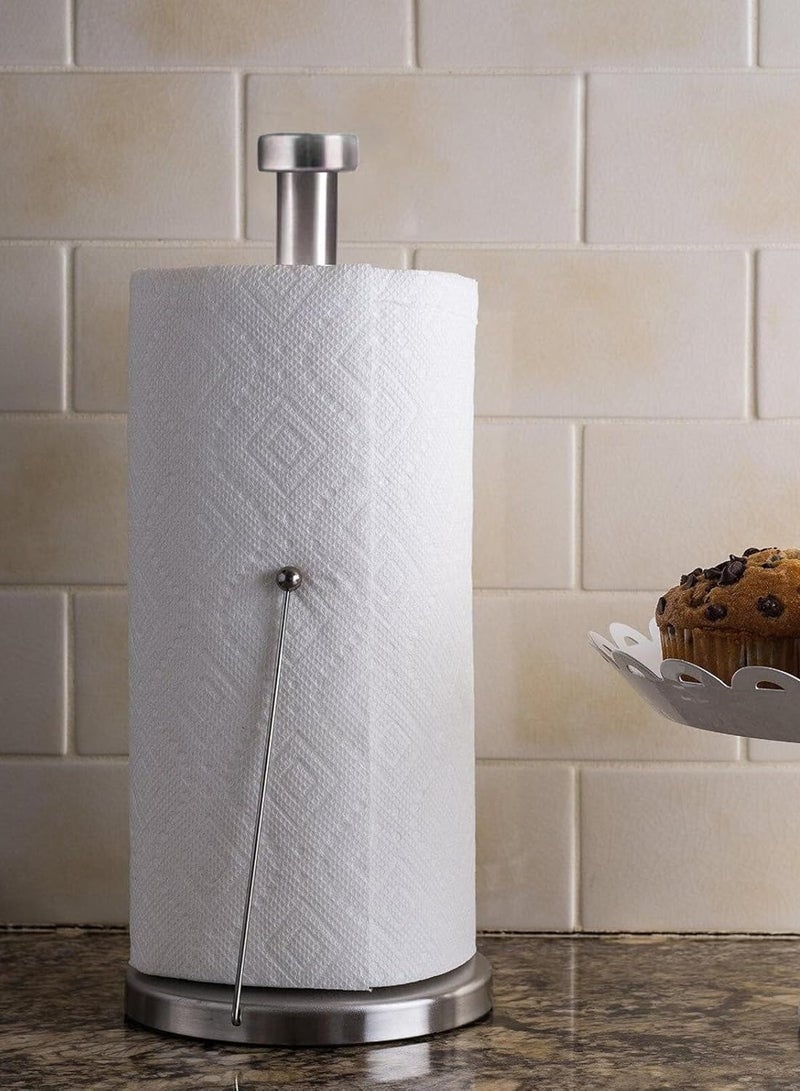vsell24 Modern Stainless Steel Paper Towel Dispenser with Stable Base - One-Handed Tear Design - Image 1