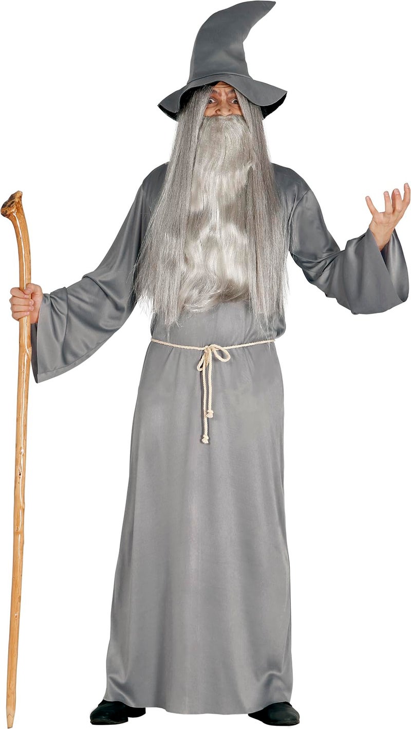 FIESTAS GUIRCA Mighty Wizard Fancy Dress Costume - Sorcerer Grey Tunic with Hat - Witcher Fancy Dress Men Size S 36-38 - Image 2