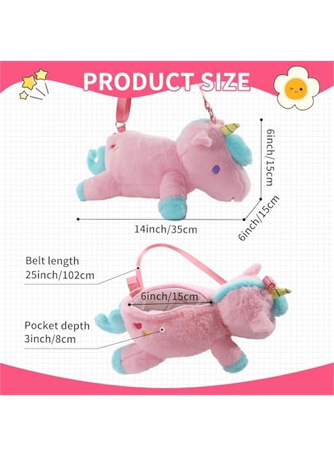 Unicorn Stuffed Animal Pink Plush Purse, Cute Unicorn Toys for Girls age 4-6, Crossbody Bag for Kids 3 4 5 6 7 8 9 10 11 12 Years Old Girls Tweens and Teens Birthday  - Image 5