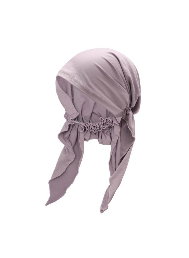 ZLYC Chemo Headwear Pre Tied Head Scarf Headwraps Lightweight Turban Beanie Cap for Women (Plain Purple White)  - Image 1