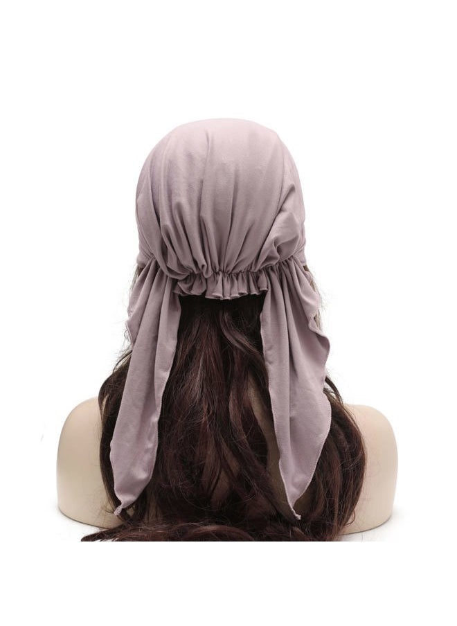ZLYC Chemo Headwear Pre Tied Head Scarf Headwraps Lightweight Turban Beanie Cap for Women (Plain Purple White)  - Image 4