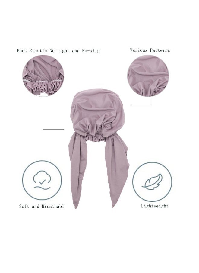 ZLYC Chemo Headwear Pre Tied Head Scarf Headwraps Lightweight Turban Beanie Cap for Women (Plain Purple White)  - Image 5