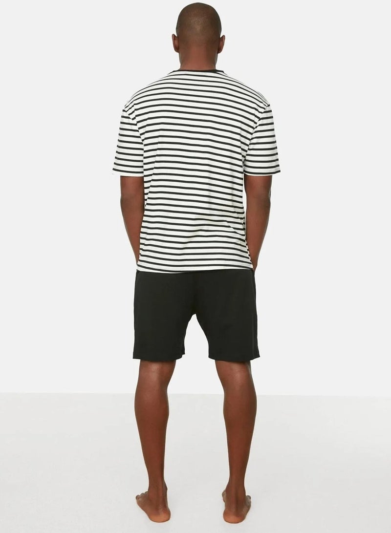 trendyol Black Regular Fit Summer Pajama Set with Shorts - Thmss21Pt0691 - Image 2
