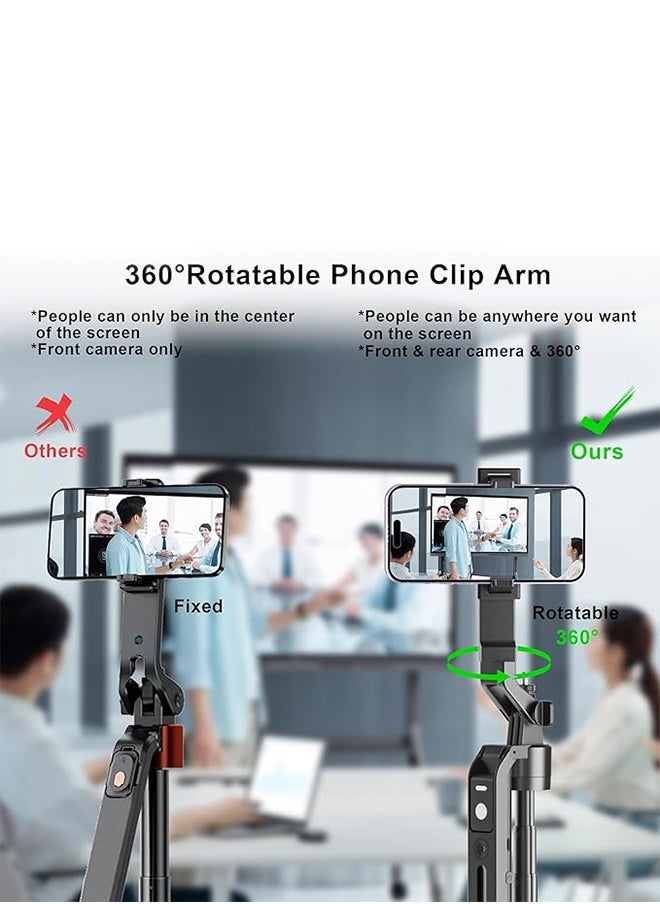 ماركة غير محددة Auto Face Tracking Tripod for iPhone, GoPro, Camera, Extendable 360° Rotation Phone Tripod Stand with Remote, Gesture Control Phone Holder for Video Recording, Vlog, Live Streaming, TIK Tok  - Image 2