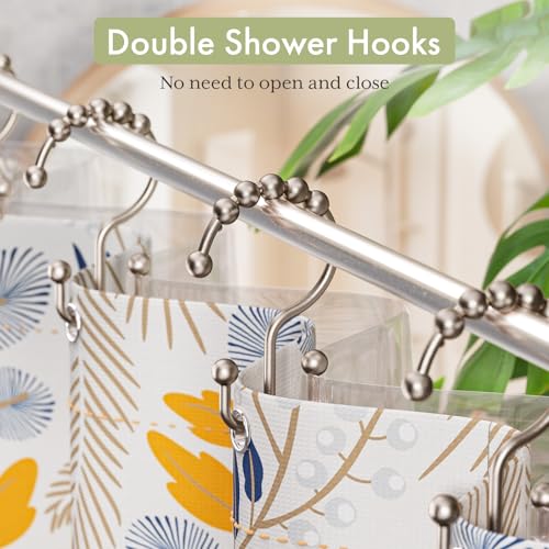 Amazer Shower Curtain Hooks Rings, Stainless Steel Shower Curtain Rings, 12Pcs Double Glide Shower Hooks for Bathroom Shower Curtain Rods Dual Rust-Resistant Shower Rings, Matte Nickel - Image 4