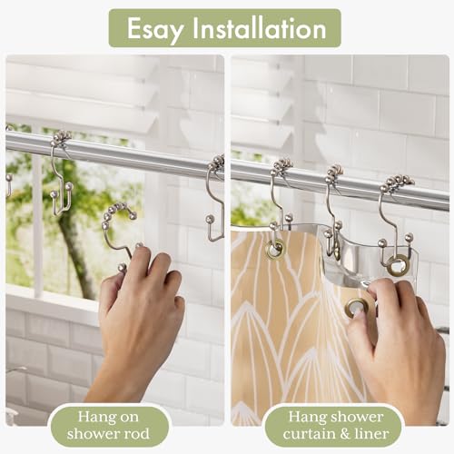 Amazer Shower Curtain Hooks Rings, Stainless Steel Shower Curtain Rings, 12Pcs Double Glide Shower Hooks for Bathroom Shower Curtain Rods Dual Rust-Resistant Shower Rings, Matte Nickel - Image 5