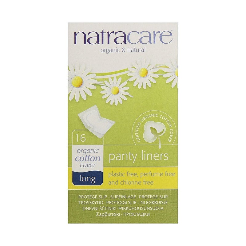 Natracare Natural Organic Panty Liners Long Made with Certified Organic Cotton Ecologically Certified Cellulose Pulp and Plant Starch 1 Pack 16 Liners Total