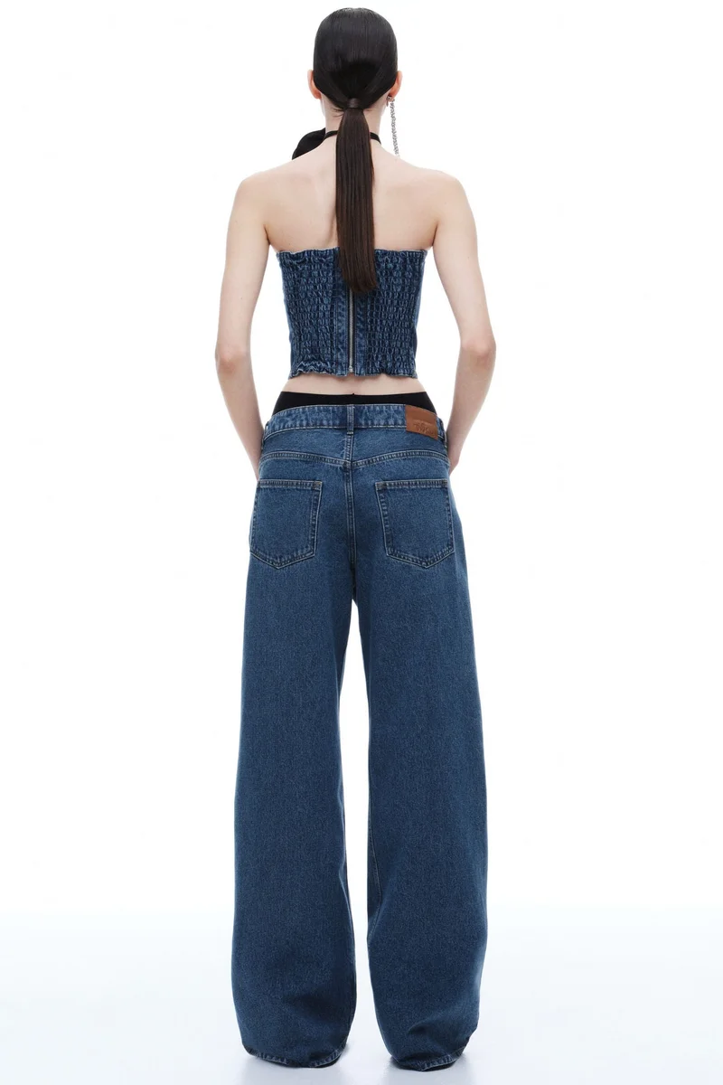 اتش اند ام جينز بقصة فضفاضة وثنيات أمامية