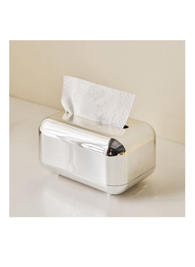 LEOKOR Luxury Mirror Tissue Paper Box Silver 18x12x11cm  - Image 1
