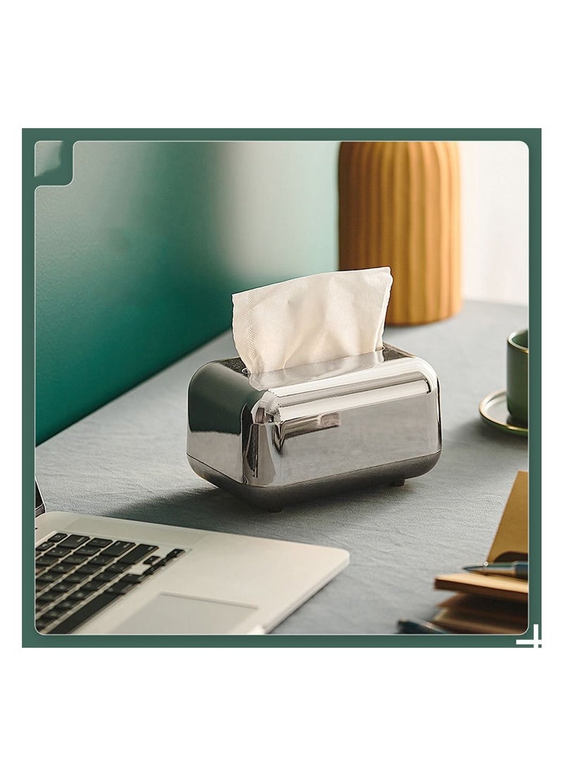 LEOKOR Luxury Mirror Tissue Paper Box Silver 18x12x11cm  - Image 2