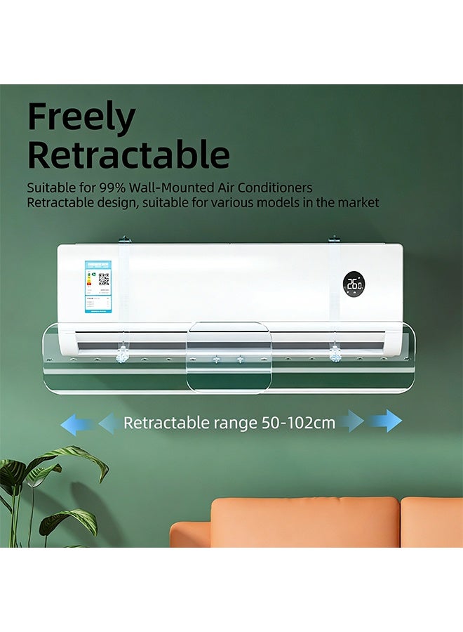 مكيف الهواء العاكس مكيف الهواء درع الرياح، تقسيم AC قابل للتعديل تدفق العاكس منع AC من التنفس مباشرة، 50-102CM القابلة للسحب AC الزجاج الأمامي - Image 4
