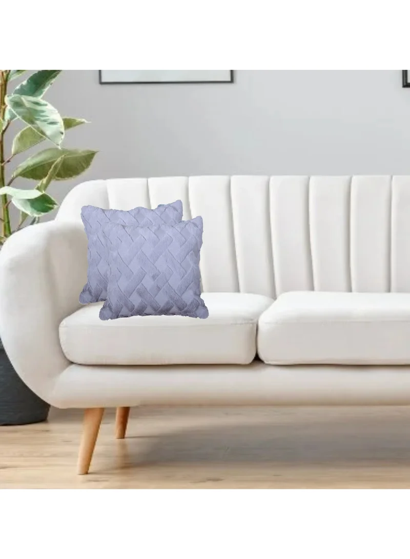Donetella Cushion Cover,45X45 Cm (18X18 inch) 2-Pcs Decorative Throw Pillowcases Without Filler With Beautiful Abstract Art For Sofa Bed Living Room And Couch, Santa Blue