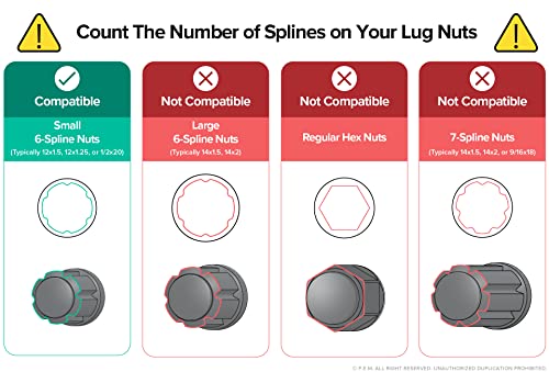 StanceMagic أداة مفتاح صمولة سبلين 6 نقاط لتأمين صمامات القفل - جدار رقيق (قطر 20.5 مم) - تعمل مع مفاتيح سداسية 17 مم و 19 مم (3/4) - 1 قطعة - Image 2