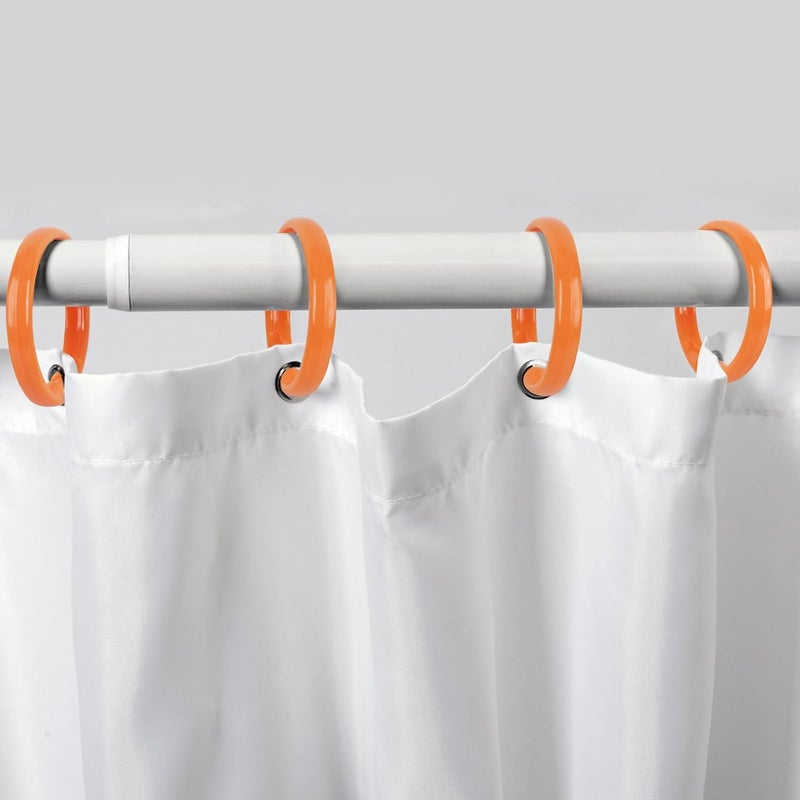 Qulable Orange Shower Curtain Hooks - 12 Pcs Circular Plastic Shower Curtain Rings for Bathroom - O Shaped Orange Shower Hooks Rings for Shower Curtain Rod - Image 5