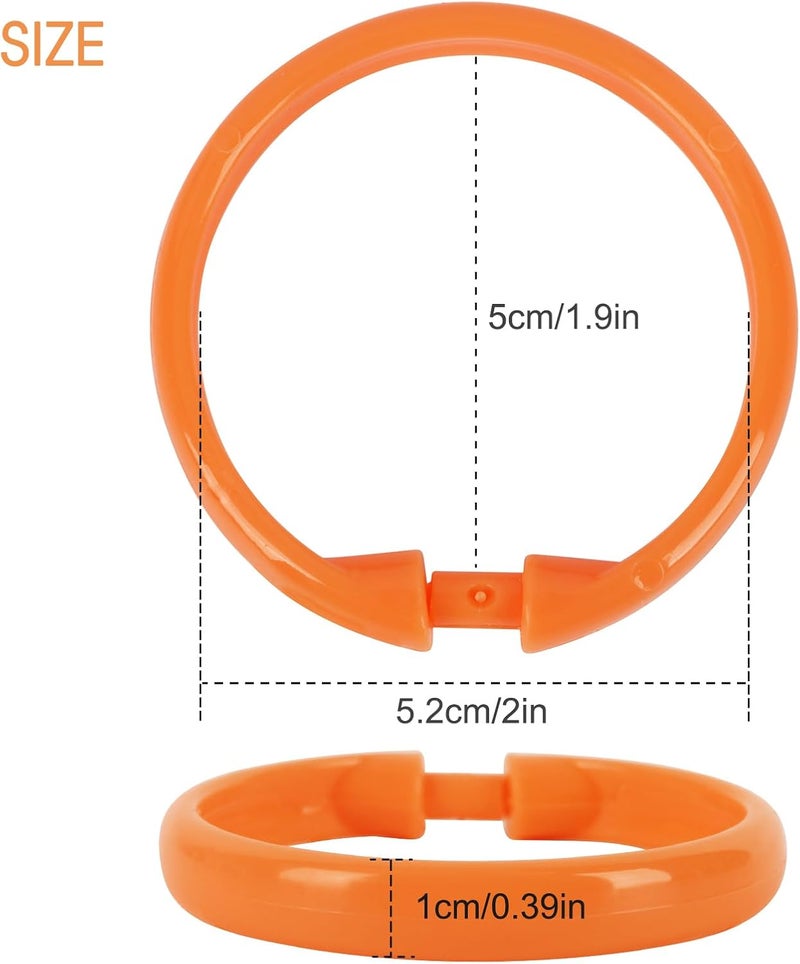 Qulable Orange Shower Curtain Hooks - 12 Pcs Circular Plastic Shower Curtain Rings for Bathroom - O Shaped Orange Shower Hooks Rings for Shower Curtain Rod - Image 4