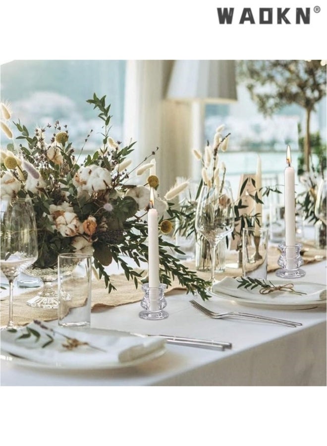WAOKN Elegant Glass Candlestick Holders Set of 6 - Tapered Design for Wedding Celebration Tables, Anniversary Dinner Gatherings, Sophisticated Dining Room Displays, Romantic Valentine's Day Settings, and Any Special Occasion Decor  - Image 5