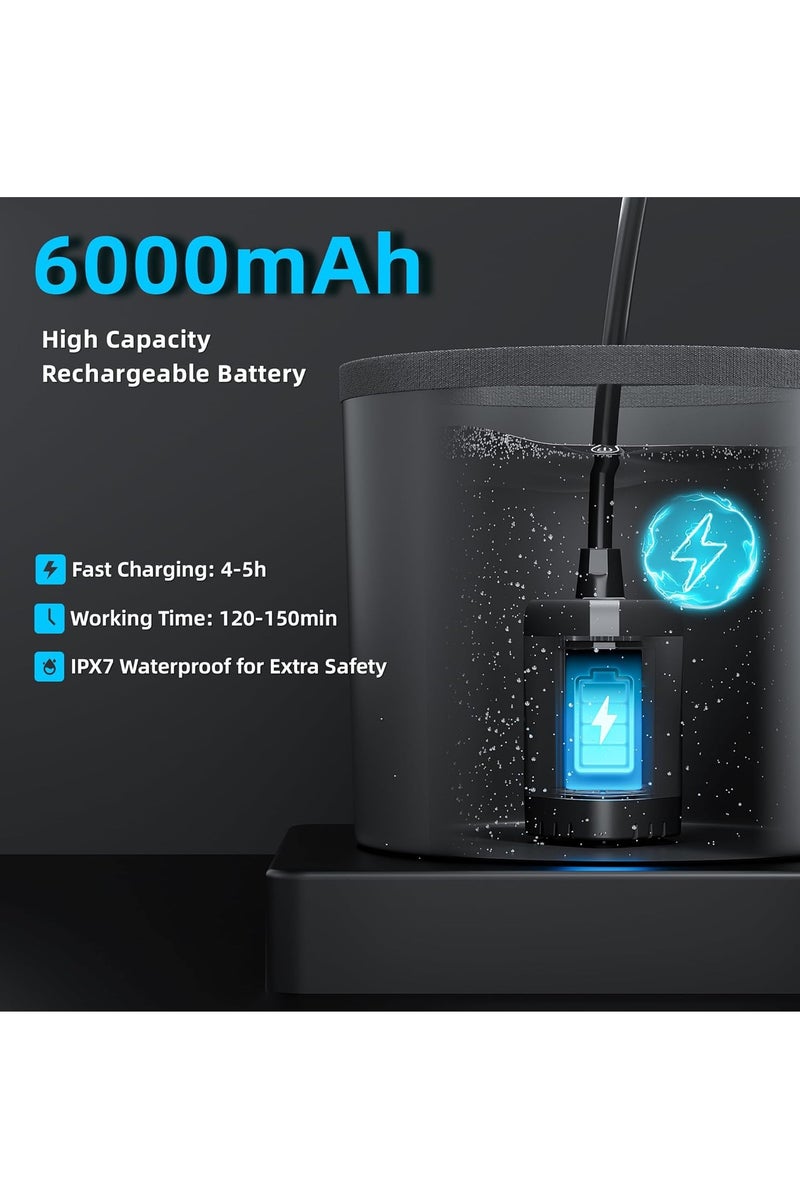 Necomi Portable Camping Shower Set, Multi-Functional Personal Hygiene Solution, Including 6000mAh Rechargeable Camping Shower Pump, Folding Bucket, Shower Head and Spray Head, Suitable for Hiking, Car Wash, Travel and Pet Shower - Image 2