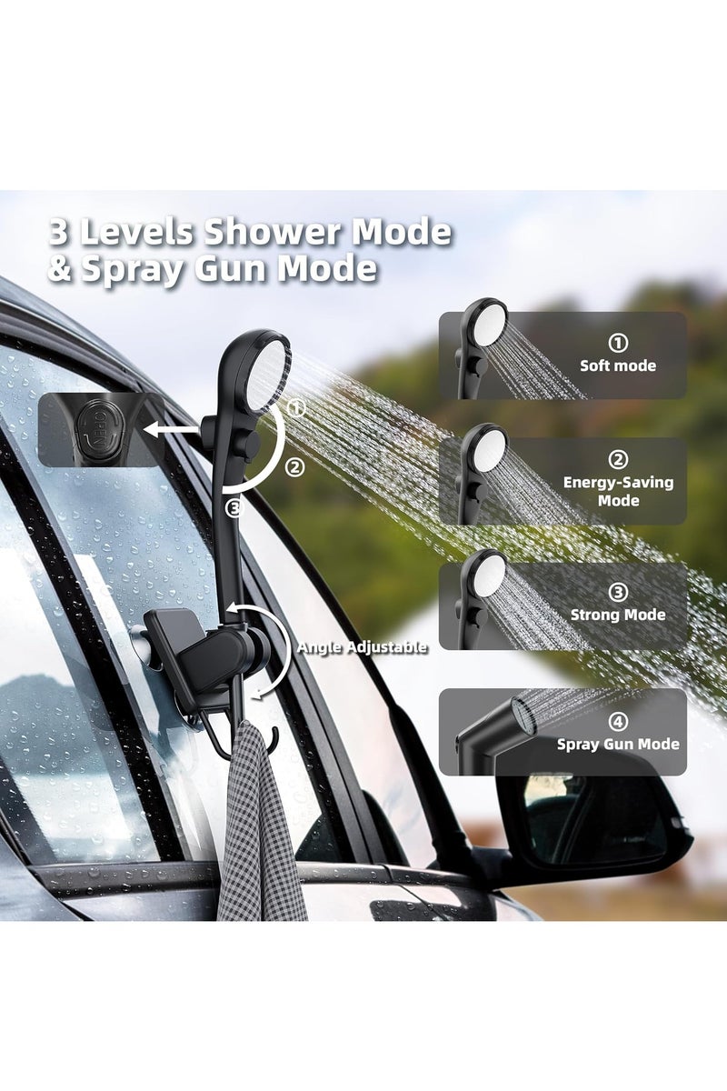 Necomi Portable Camping Shower Set, Multi-Functional Personal Hygiene Solution, Including 6000mAh Rechargeable Camping Shower Pump, Folding Bucket, Shower Head and Spray Head, Suitable for Hiking, Car Wash, Travel and Pet Shower - Image 5