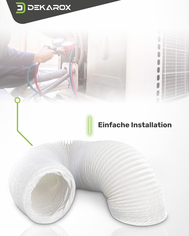 Dekarox 2.5 متر خرطوم عادم PVC بقطر 100/102 مم مرن مع مشابك لتكييف الهواء 100 ومجفف الملابس وغطاء الشفط - Image 5
